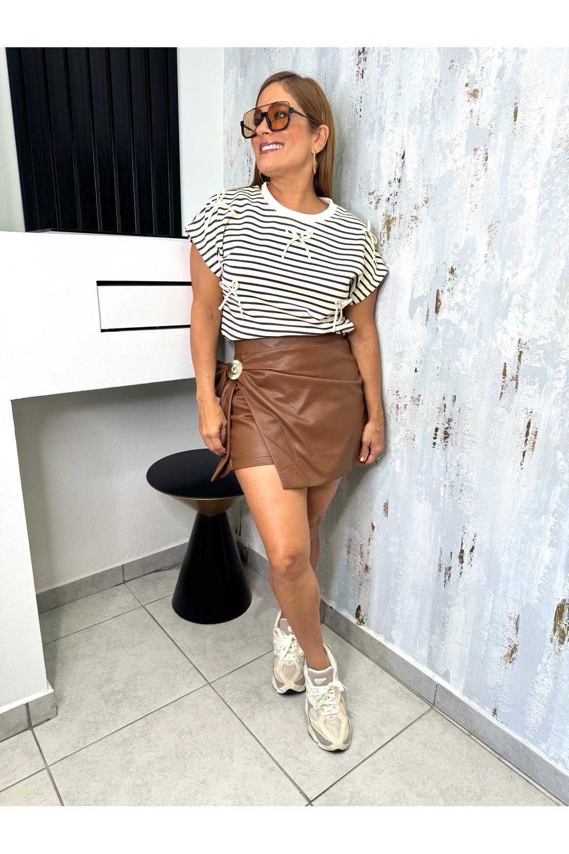 Medal Wrap Mini Skort Leather